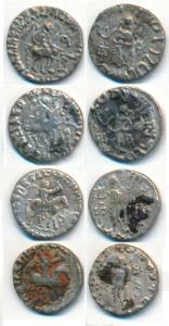 Indo-Scythian, Azes, Silver Drachm (4), king holding spear mounted on a horse to right on 