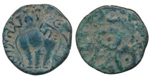 Satavahanas, Tarhala hoard type, Kumbha Satakarni (1st century AD), Potin Unit, 2.66g, ele