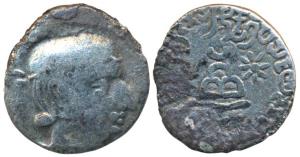 Western Kshatrapas, Jayadaman (2nd century AD), Silver Drachma, 2.1g, bust of the king on 