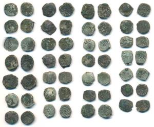 Guptas, Kumaragupta, posthumous Silver and Billon Drachma (28), bust of the ruler on obv.,