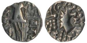 Karkotakas of Kashmir, Vinayaditya (8th century AD), Base Gold Dinara, seated goddess with