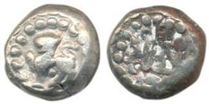 Chowhans of Ranthambhor, Jaitra Simha (c. 1275 AD), Silver Dramma, 4.3g, lion facing left 