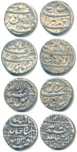 Shah Jahan, Silver Rupee (2), Lahore and Multan Mints; Aurangzeb, Silver Rupee (2), Lahore