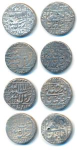 Shah Jahan, Silver Rupee (4), Surat Mint, AH 1044, 1055/19, 1060/24 & 1064, (KM 235.23). V