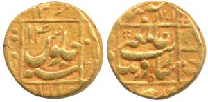 Aurangzeb, Gold Mohur, 10. 85g, Jahangirnagar Mint, ruler’s name within square on obv., Ju