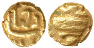 Jahandar Shah (AH 1124, 1712AD), Gold Fanam, Balapur Mint, name of the king Jahandar Shah 
