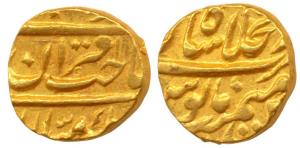 Muhammad Shah, Gold ½ Mohur, Dar-ul Khilafat Shahjahanabad Mint, Sahib-i-qiran type, AH 11