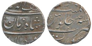 Muhammad Shah, Silver ½ Rupee, 5.63g, Surat Mint, Lutf-alah Badshah Zaman couplet on obv.,