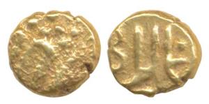 Alamgir II (AH 1167-1173, 1754-1759 AD), Gold Fanam, Balapur Mint. Very Fine, Rare.