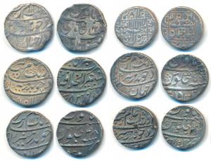Silver Rupee (6), Shah Jahan, Surat Mint, RY 17; Aurangzeb, Akbarabad, 1105/38; Burhanpur 