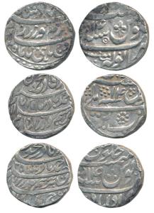 Ahmed Shah Durrani (1747-1772 AD), Silver Rupee (3), Anwala, Bareli and Muradabad Mint, RY