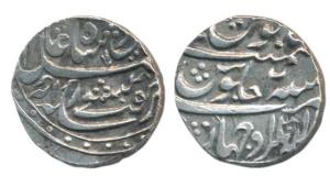 Abdullanagar Ujhani Mint, Silver Rupee, 11.14g, in the name of Shah Alam II, RY 2, near co