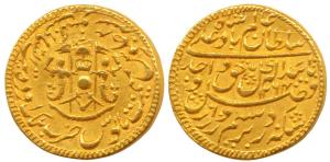 Wajid Ali Shah (AH 1263-1272, 1847-1856 AD), Gold Asharfi, Mulk Awadh Bait al-Sultanat Lak