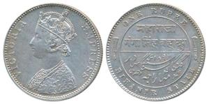 Ganga Singh (VS 1944-1999, 1887-1942 AD), Silver Rupee, 11.66g, with the name of Victoria,