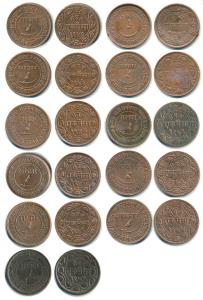 Sayaji Rao III (VS 1932-1995, AH 1292-1357; 1875-1938 AD), Copper Paisa, complete date run