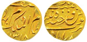 Mir Mahbub Ali Khan (AH 1285-1329, 1869-1911 AD), Gold ¼ Ashrafi, 2.76g, Farkhanda Bunyad 