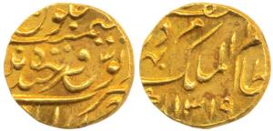 Mir Mahbub Ali Khan, Gold 1/8 Ashrafi, 1.42g, AH 1319, (KM Y19). Extremely Fine, complete 