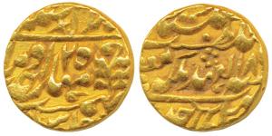 Ram Singh (AH 1251-1298, 1835-1880 AD), Gold Mohur, 10.9g, Sawai Jaipur Mint, with the nam