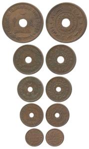 Vijayrajji (VS 1998-2004, 1942-1947 AD), Set of 5, Copper Trambiyo, Dhinglo, Dhabu, Payalo