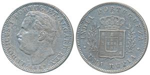 Luiz I (Ludwig), Silver Rupee, 1882. Very Fine+.