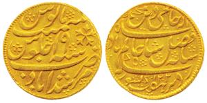 Murshidabad Mint, Gold Mohur, 12.26g, in the name of Shah Alam II, AH 1202/19, dot in the 