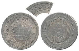 Silver ½ Pagoda, 21.0g, 2nd issue, 1808, Error, value in English mis-spelt, A missing, PGO