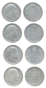 Edward VII, Silver Rupee (4), 1904 (2) and 1906 (2). Very Fine to Very Fine+. (4)