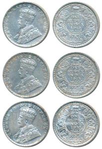 George V, Silver Rupee (4), 1912, 1913 and 1915. Very Fine+ to Extremely Fine. (4)