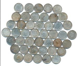 George VI, Half Silver ¼ Rupee (44), 1940 (14), 1942 (9), 1943 (12), 1944 (9). Very Fine+.