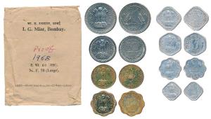 1968 Proof Set, set of 8, Paisa 1, 2, 3, 5, 10, 20, 50 and Rupee (but of 1962 as there was