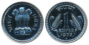 1973 Proof, Copper Nickel Rupee, 1973. Proof, in Superb Mint State.