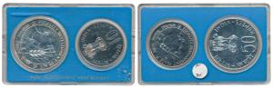 1975 Uncirculated Set, Equality Development and Peace, set of 2, Rupees 10 and 50. In imma