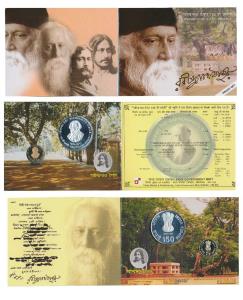 2011 Proof Set, 150th Birth Anniversary of Rabindranath Tagore, set of 2, Rupees 5 and 150