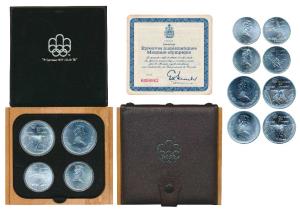 Canada, Elizabeth II, 1976 Montreal Olympics, Silver 5 Dollars, 24.3g, (2) and Silver 10 D