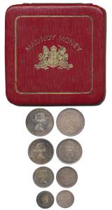 Great Britain, Elizabeth, Set of Maundy Money, Silver 4, 3, 2 and 1 Shilling, 1965. Within