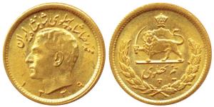 Iran, Gold ¼ Pahlavi, 2g, SH 1335, (KM Y141). About Uncirculated.