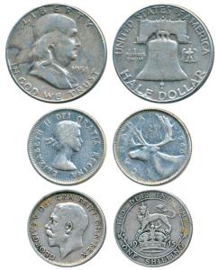 United States of America, Silver ½ Dollar Franklin, 1952; Great Britain, George V, Silver 