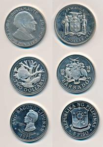 Assorted lot of Copper Nickel coins (3), Philippines, 5 Piso, 1975 (KM 210.1); Jamaica, 1 