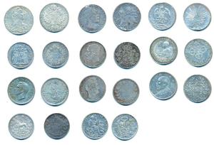 Assorted lot of World Silver Crowns (11), Ethopia, 1 Birr, EE 1895 (KM 19); Mexico, 8 Real