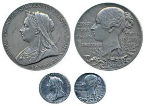 Victoria’s Diamond Jubilee Medal, Silver (2), 1837-1887, 84.32g and 9.72g, matured bust of
