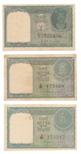 Rupee 1, 1950, signed K. G. Ambegaonkar, (J&R 1.1.2); 1951, signed K. G. Ambegaonkar, (3) 