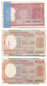 Rupees 2 bundle (3), signed Manmohan Singh, K. R. Puri and I. G. Patel. (IPM B-19, 24 &26)