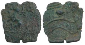 Tamil Nadu, Sangam period, ’Malayaman’ chiefs (c. 3rd century AD), Copper un-inscribed Uni