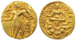 Guptas, Chandragupta II (380-413 AD), Gold Dinar, 8.10gm, Archer type, obv. king nimbate, 