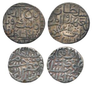 Sultans of Malwa, Hushang Shah, Silver Tanka; Sultans of Bahamani, Taj al-din Firuz Shah, 