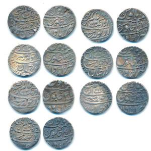 Aurangzeb, Silver Rupee (7), Itawa Mint, AH 1111/43, 1112/45, 1113/45, 1114/46, 1116/49, 1