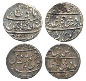 Muhammad Shah (AH 1131-1161, 1719-1748 AD), Silver Rupee (2), Azimabad and Khambayat Mint,