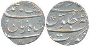 Muhammad Shah, Silver ½ Rupee, 5.80g, Surat Mint, Ba Luft Allah Badshah-i- Zaman type, RY 