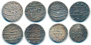 Silver Rupee (4), Shah Jahan, Surat Mint, AH 1059/23; Aurangzeb, Akbarabad AH 1108/39, Bur