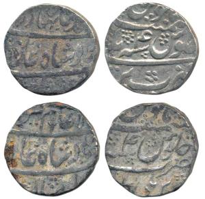 Silver Rupee (2), Ahmed Shah Bahadur, Bareli Mint, RY 4; Alamgir II, Bareli Mint, RY 6, bo